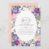 Violet, Plum en Blush Bloemen Sip en See Kaart (Voorkant / Achterkant)