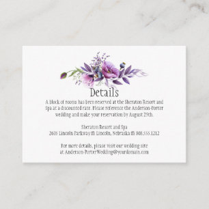 Violet Plum Floral Détails Cartes de fermeture
