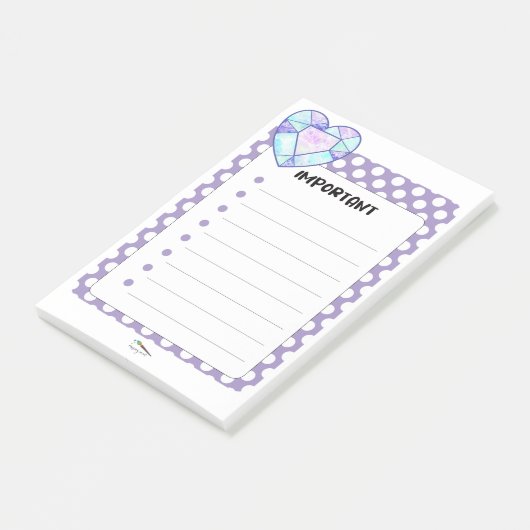 Violet Polka Dot Heart Diamond Post-it® Notes (Schuin)