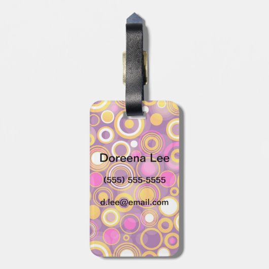 Violet Polka Dot Pattern Bagagelabel (Achterkant verticaal)