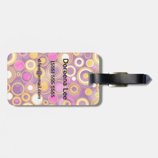 Violet Polka Dot Pattern Bagagelabel (Achterkant horizontaal)