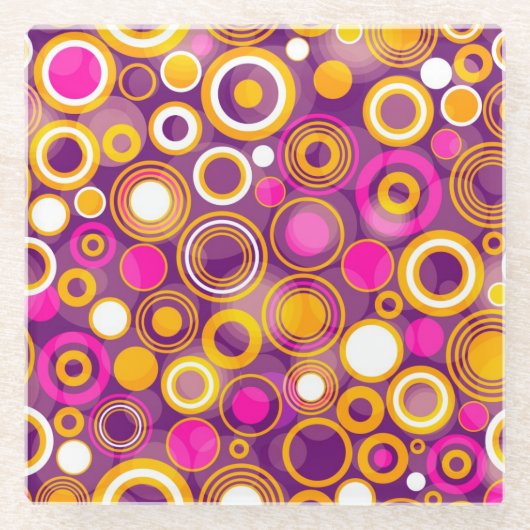 Violet Polka Dot Pattern Glazen Onderzetter (Voorkant)