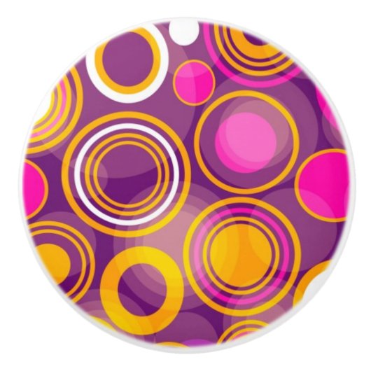 Violet Polka Dot Pattern Keramische Knop (Voorkant)