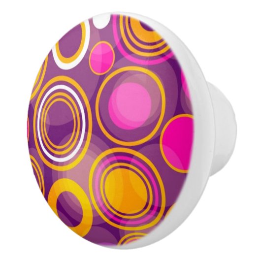 Violet Polka Dot Pattern Keramische Knop (Rechts)