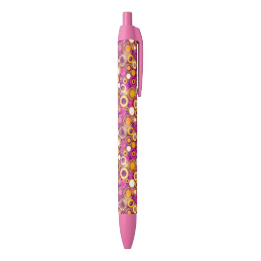 Violet Polka Dot Pattern Zwarte Inkt Pen (Achterkant (Verticaal))
