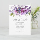 Violet Poppy Floral Wedding Brunch Uitnodiging (Staand voorkant)