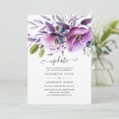 Violet Poppy Floral Wedding Update Kaart (Staand voorkant)