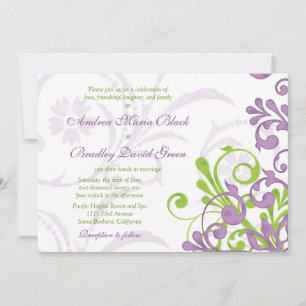 Violet pourpre citron vert Faire-part de mariage f