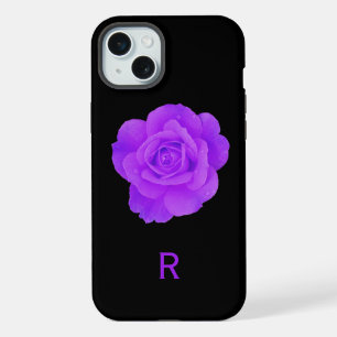 Violet Pourpre Élégant Rose Fleurie Monogramme