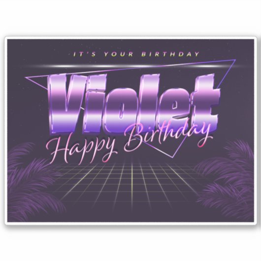 Violet Prénom lila retro Sticker (Devant)