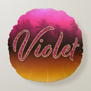 Violet prénom nom rose doré Coussin
