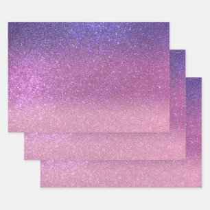 Violet Princess Blush Pink Triple Glitter Ombre Inpakpapier Vel