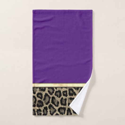 Violet profond avec Empreinte de léopard (Serviette à main)