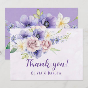 Violet Purple Aquarelle Florales Merci Cartes