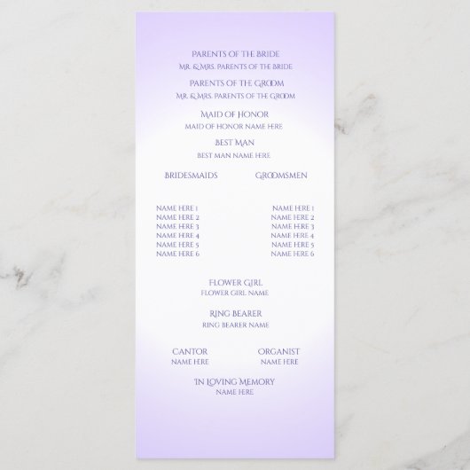 Violet Purple Wedding Programme (Dos)