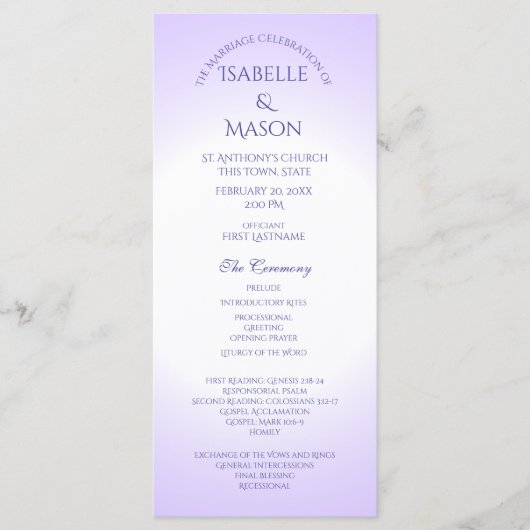 Violet Purple Wedding Programme (Devant)