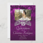 Violet Quinceanera Silver Tiara Invitation (Devant)