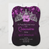 Violet, Quinceanera violet avec Tiara Invitation (Devant)