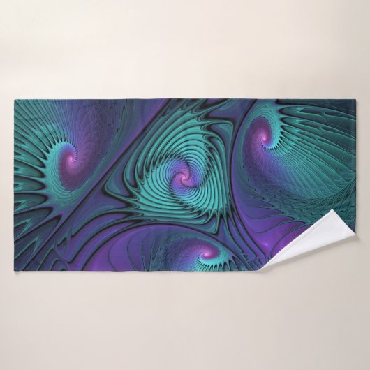 Violet rencontre Turquoise moderne art fractal abs (Serviette de bain)