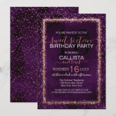 Violet Roos Gold Sprinkled Confetti Sweet 16 Kaart (Voorkant / Achterkant)