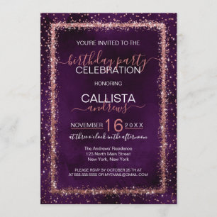 Violet Roos Gold Sprinkled Confetti Verjaardag Kaart
