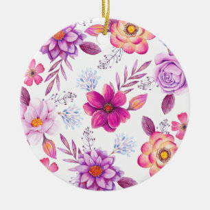 Violet roos keramisch ornament