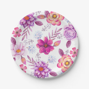 Violet roos papieren bordje