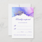 Violet rose Abstrait mariage carte RSVP (Devant)