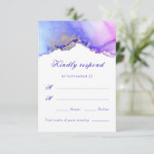 Violet rose Abstrait mariage carte RSVP (Debout devant)