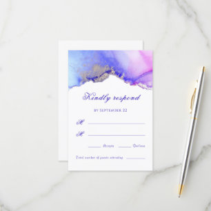 Violet rose Abstrait mariage carte RSVP