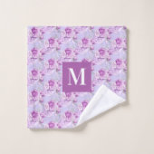 Violet rose roses fleurs monogramme (Gant de toilette)