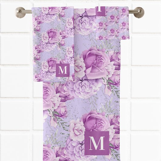 Violet rose roses fleurs monogramme