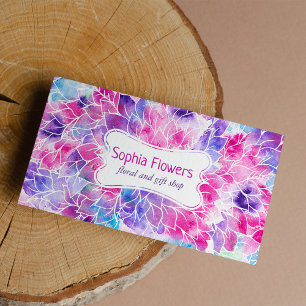 Violet rose turquoise peint à la main aquarelle fl