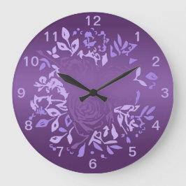 Violet Rose Wreath Round Clock Grote Klok