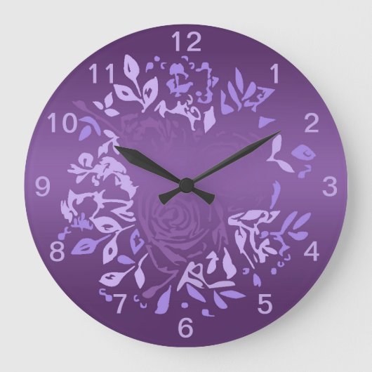 Violet Rose Wreath Round Clock Grote Klok (Voorkant)