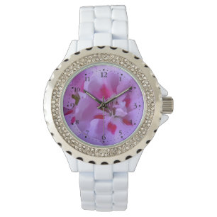 Violet Roze Abstracte Hibiscus Flower Horloge