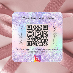 Violet roze business salon qr code Instagram Vierkante Sticker