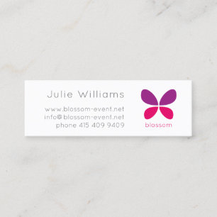 Violet roze minimalistische moderne BUTTERFLY Logo Mini Visitekaartje