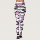 Violet roze Paars grijs wit Camouflage Patroon Leggings (Achterkant)