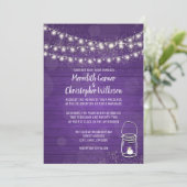 Violet Rustique Mason Jar Lumières Faire-part de m (Debout devant)