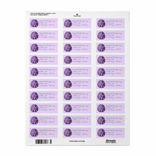 Violet Sand Dollar Labels (Full Sheet)