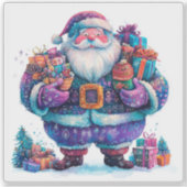 Violet Santa met kerstcadeaus Sticker (Voorkant)