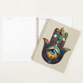 Violet sarcelle doré Hamsa avec troisième œil turq (Devant avec enveloppe)
