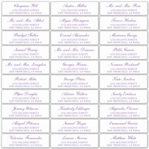 Violet Script Élégant Mariage Étiquettes de adress