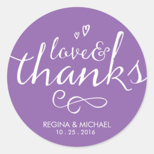 Violet Script mariage Favor Merci Sticker