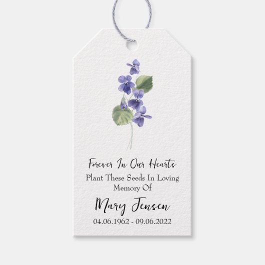 Violet Seed Packet Memorial begrafenis Cadeaulabel (Voorkant)