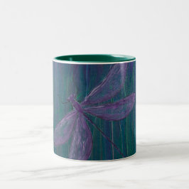 Violet Shimmer Dragonfly Tweekleurige Koffiemok