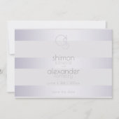 Violet Silver Shimmer Stripes Monogram2 Save The Date (Voorkant)