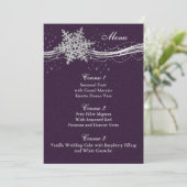 violet Silver Snowflakes Carte menu mariage hiver (Debout devant)