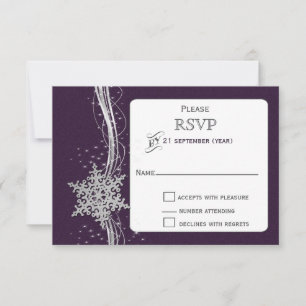 Violet Silver Snowflakes Mariage d'hiver RSVP